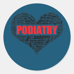 Podiatry Heart Shape Word Cloud Foot Doctor Ronde Sticker