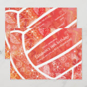 Podiumgrieppatroon rood oranje volleybal kaart (Voorkant / Achterkant)