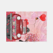 Podle Dog auto met hart Valentijns Fleece Deken (Voorkant (Horizontaal))