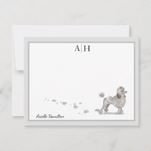 Podle Dog Grey Border Monogram Gepersonaliseerd Notitiekaartje