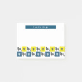 Podle Dog & Paw Yellow & Blue Grid Silhouette Post-it® Notes (Voorkant)
