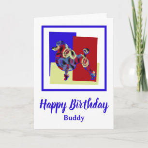 Podle Dog Red Blue Yellow Birthday Kaart