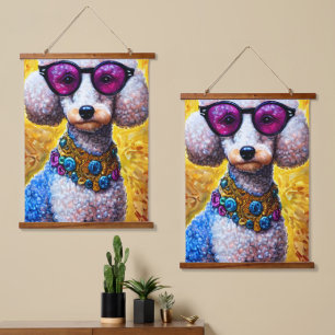 Podle Dog Wearving Oversize Glasses Hangend Wandkleed