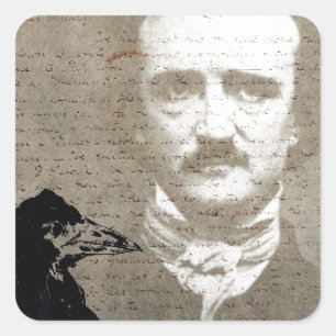 PoE en Raven Grunge Digital Art Vierkante Sticker