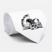 Poe Nevermore Raven Skull & Book Stropdas (Opgerold)
