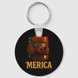 Poedel 4 juli _ Patriotic Merica Dog Independance Sleutelhanger