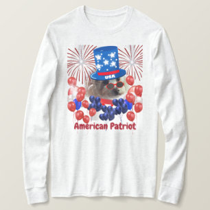 Poedel Amerikaanse Patriot T-shirt met lange mouwe