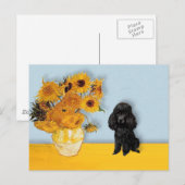 Poedel (Black1) - Zonnebloemen Briefkaart (Voorkant / Achterkant)