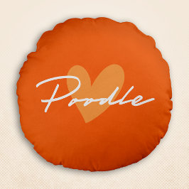 Poedel Chic & Fancy Script Sinaasappel w / Oranje  Rond Kussen