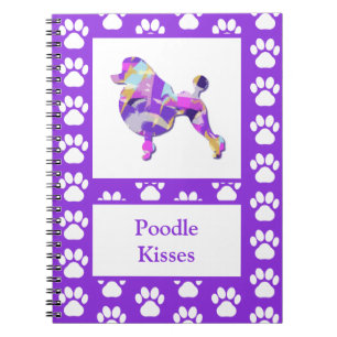 Poedel Frans Leuke Hond Silhouet Paw Paarse PY&B Notitieboek