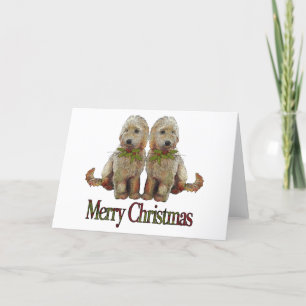 Poedel, Gouden Kerstmis van het Paar van de Feestdagen Kaart