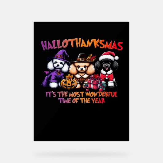 Poedel Halloween Thanksgiving Christmas Classic T- Acryl Bord (Voorkant)