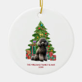 Poedel Hond Familie Kerstmis Keramisch Ornament (Voorkant)
