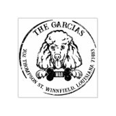Poedel hond familie retour adres 	rubberstempel (Afrduk)