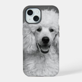 Poedel Hond Foto Zwart-wit iPhone 15 Hoesje