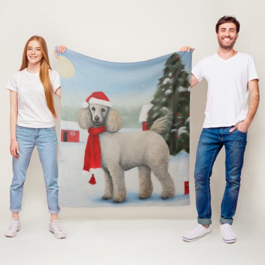 Poedel Hond in Sneeuw Kerstmis Fleece Deken (In situ)