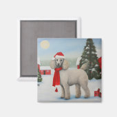 Poedel Hond in Sneeuw Kerstmis Magneet (Voorkant / Achterkant)