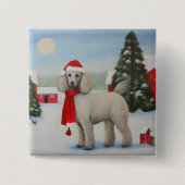 Poedel Hond in Sneeuw Kerstmis Vierkante Button 5,1 Cm (Voorkant)