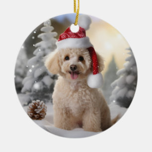 poedel hond kerst aandenken keramisch ornament