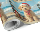 Poedel Hond Kerst  Strand Cadeaupapier (Rol Hoek)