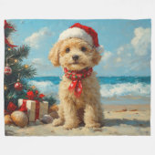 Poedel Hond Kerst  Strand Fleece Deken (Voorkant (Horizontaal))