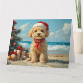 Poedel Hond Kerst  Strand Kaart (Voorkant)