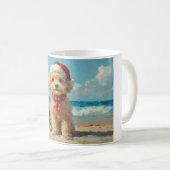 Poedel Hond Kerst  Strand Koffiemok (Voorkant rechts)