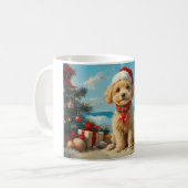 Poedel Hond Kerst  Strand Koffiemok (Voorkant links)