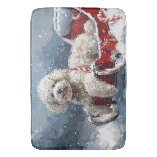 Poedel Hond Kerstfeest Badmat (Voorkant Verticaal)