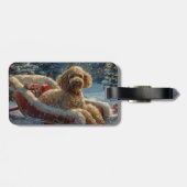 Poedel Hond Kerstfeest Bagagelabel (Achterkant horizontaal)