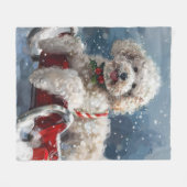Poedel Hond Kerstfeest Fleece Deken (Voorkant (Horizontaal))