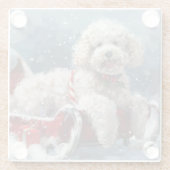 Poedel Hond Kerstfeest Glazen Onderzetter (Achterkant)