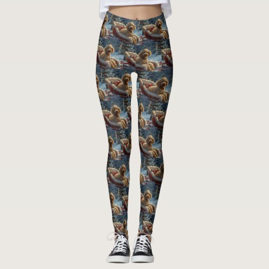 Poedel Hond Kerstfeest Leggings (Voorkant)