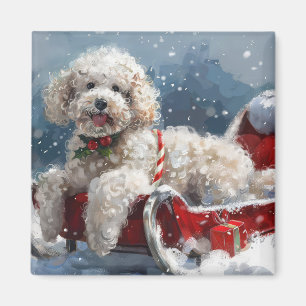 Poedel Hond Kerstfeest Magneet