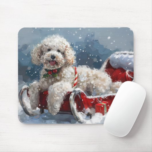 Poedel Hond Kerstfeest Muismat (Met muis)