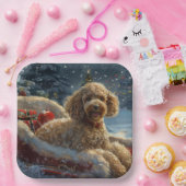 Poedel Hond Kerstfeest Papieren Bordje (Feest)