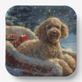 Poedel Hond Kerstfeest Papieren Bordje (Voorkant)