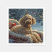 Poedel Hond Kerstfeest Servet (Voorkant)