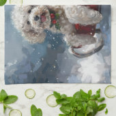 Poedel Hond Kerstfeest Theedoek (Gevouwen)