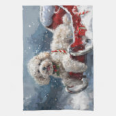 Poedel Hond Kerstfeest Theedoek (Verticaal)