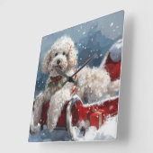 Poedel Hond Kerstfeest Vierkante Klok (Hoek)