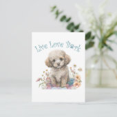 Poedel Hond Mam Bloemen Briefkaart (Staand voorkant)