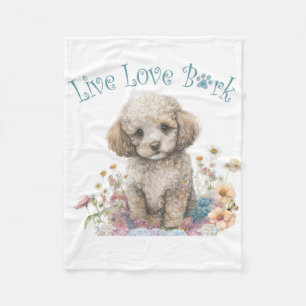 Poedel Hond Mam Bloemen Fleece Deken