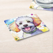 Poedel Hond Papier Onderzetter (Schuin)