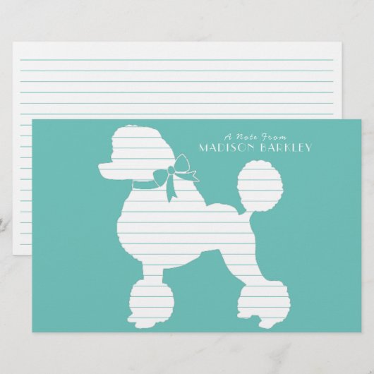 Poedel Hond Puppy Frans Silhouet Briefpapier (Voorkant / Achterkant)