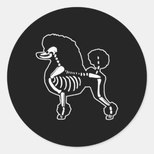 Poedel Hond Skelet Halloween Doodle Honden Lover O Ronde Sticker