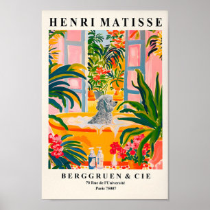 Poedel in bad, grappige badkamer muur kunst voor h poster