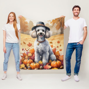 Poedel in de herfst verlaat Thanksgiving kunst Fleece Deken