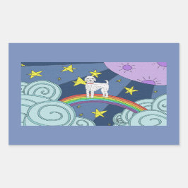 Poedel in dromenland rechthoekige sticker