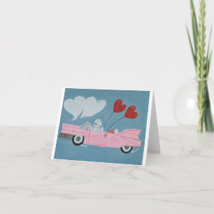 Poedel in Roze Cabriolet